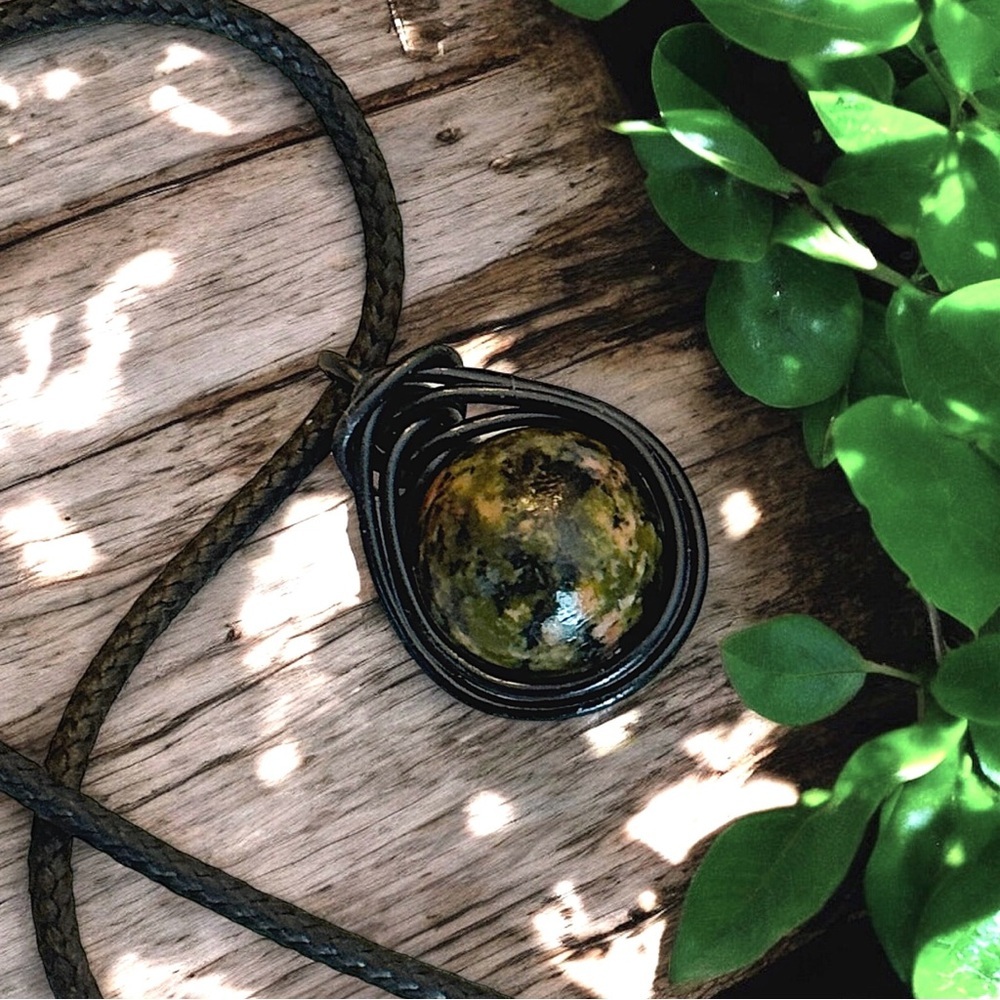 5 For $25💫Wrapped Unakite Stone Pendant Necklace